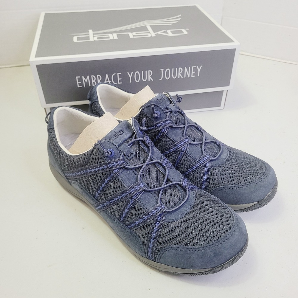 Dansko Women's Harlyn Sneaker Size 41 (US 10.5) Blue Suede Bungee Walking Shoes - Picture 9 of 15